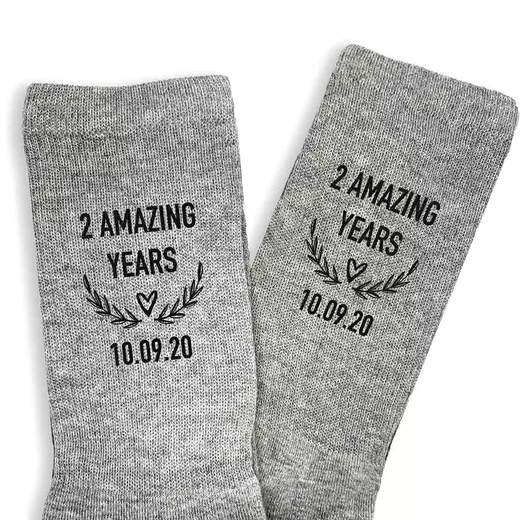 2nd Anniversary Dress Socks for Men - 2 Amazing Years