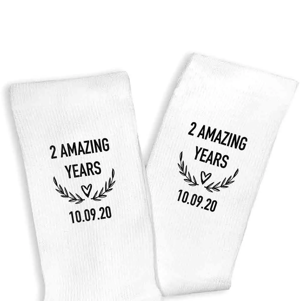 2nd Anniversary Dress Socks for Men - 2 Amazing Years