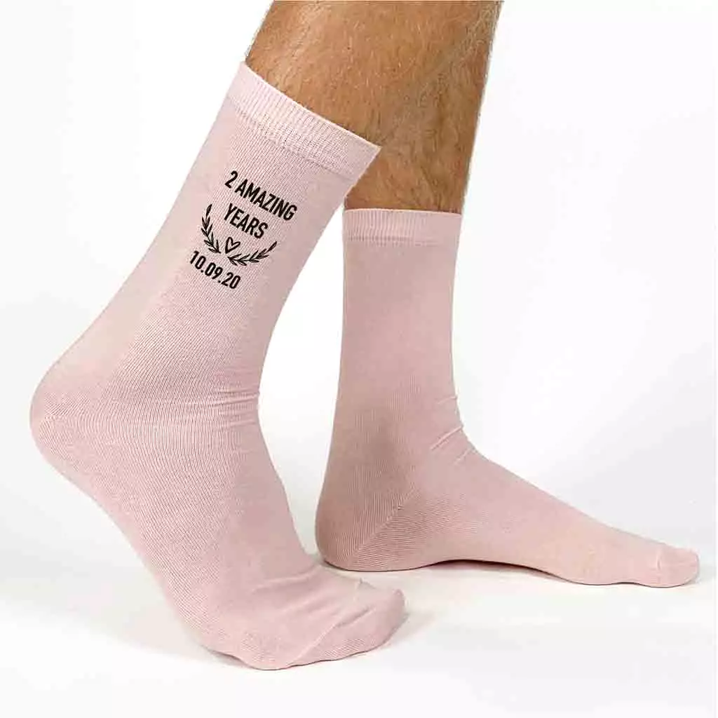 2nd Anniversary Dress Socks for Men - 2 Amazing Years