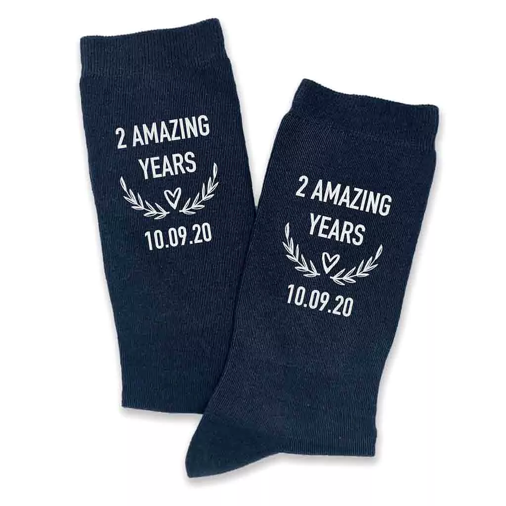 2nd Anniversary Dress Socks for Men - 2 Amazing Years