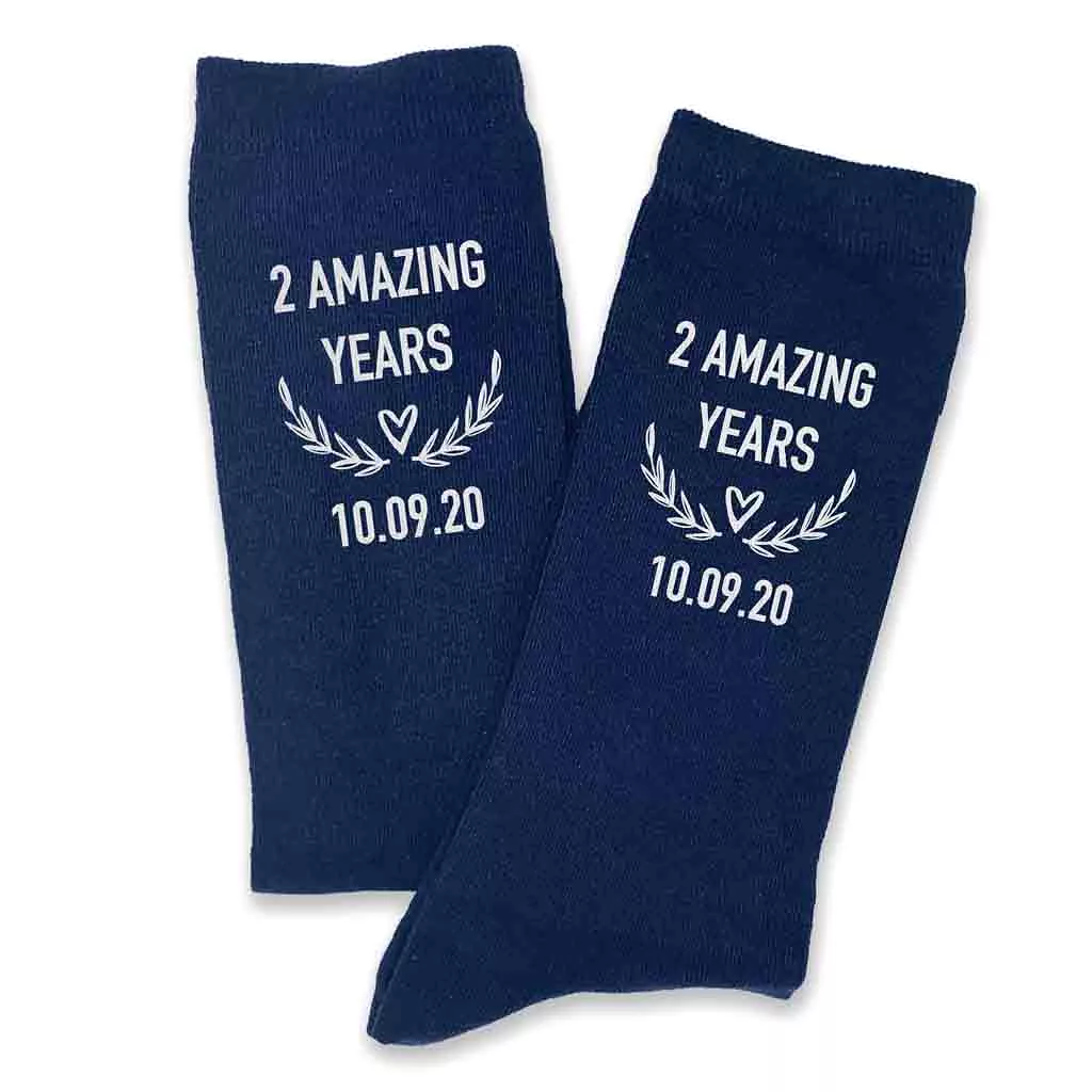 2nd Anniversary Dress Socks for Men - 2 Amazing Years