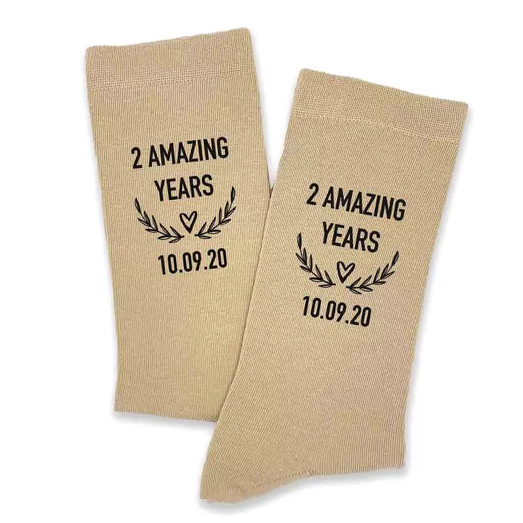 2nd Anniversary Dress Socks for Men - 2 Amazing Years