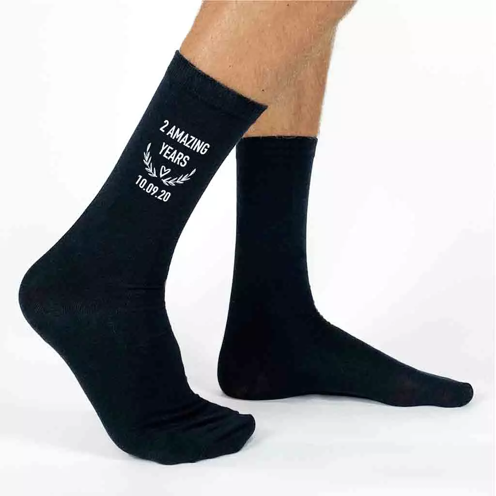 2nd Anniversary Dress Socks for Men - 2 Amazing Years