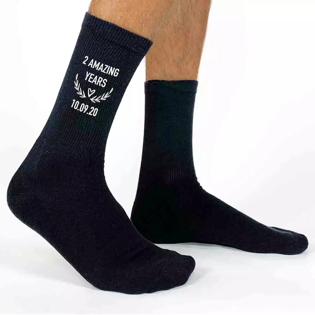 2nd Anniversary Dress Socks for Men - 2 Amazing Years