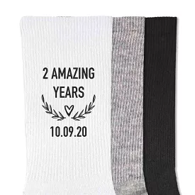 2nd Anniversary Dress Socks for Men - 2 Amazing Years