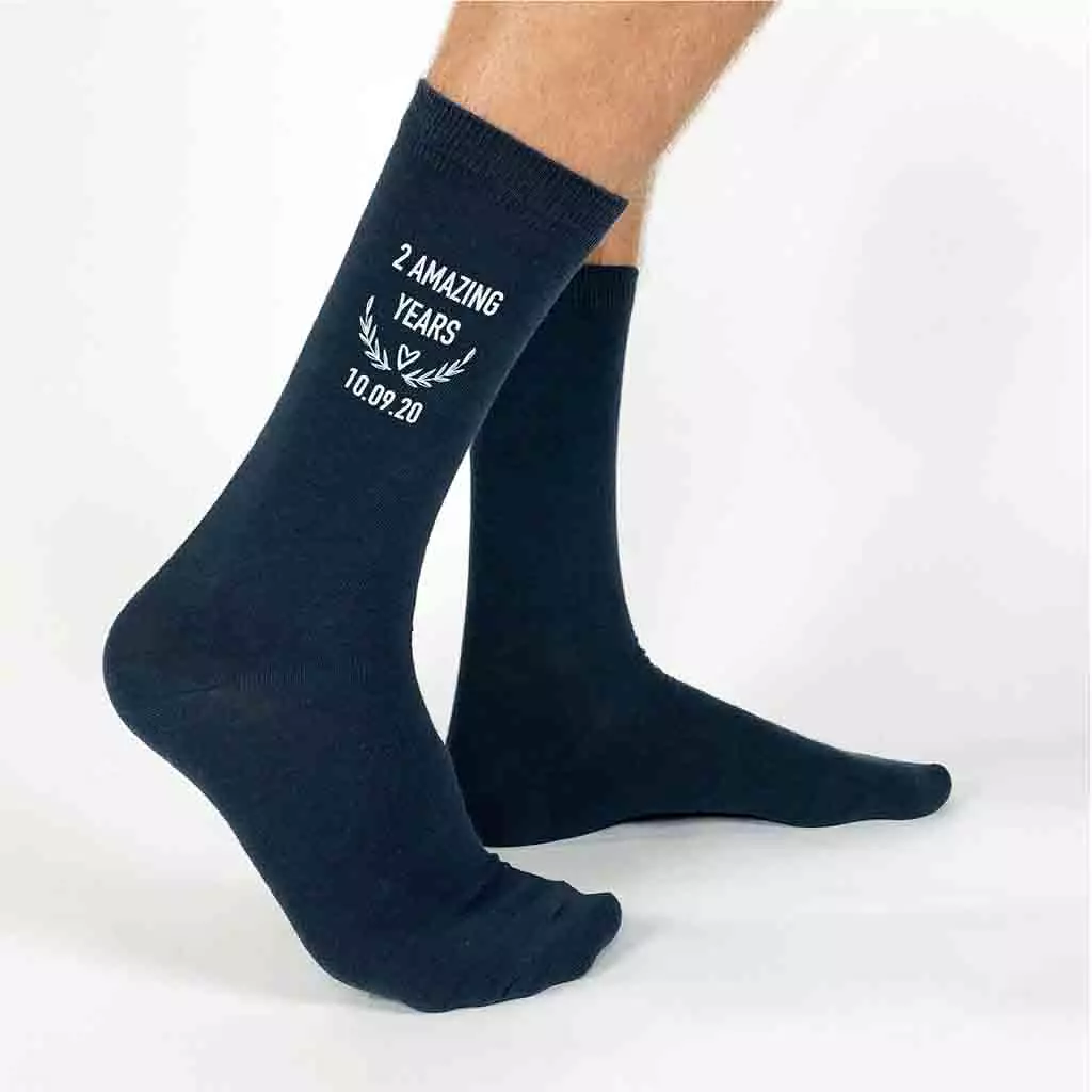 2nd Anniversary Dress Socks for Men - 2 Amazing Years