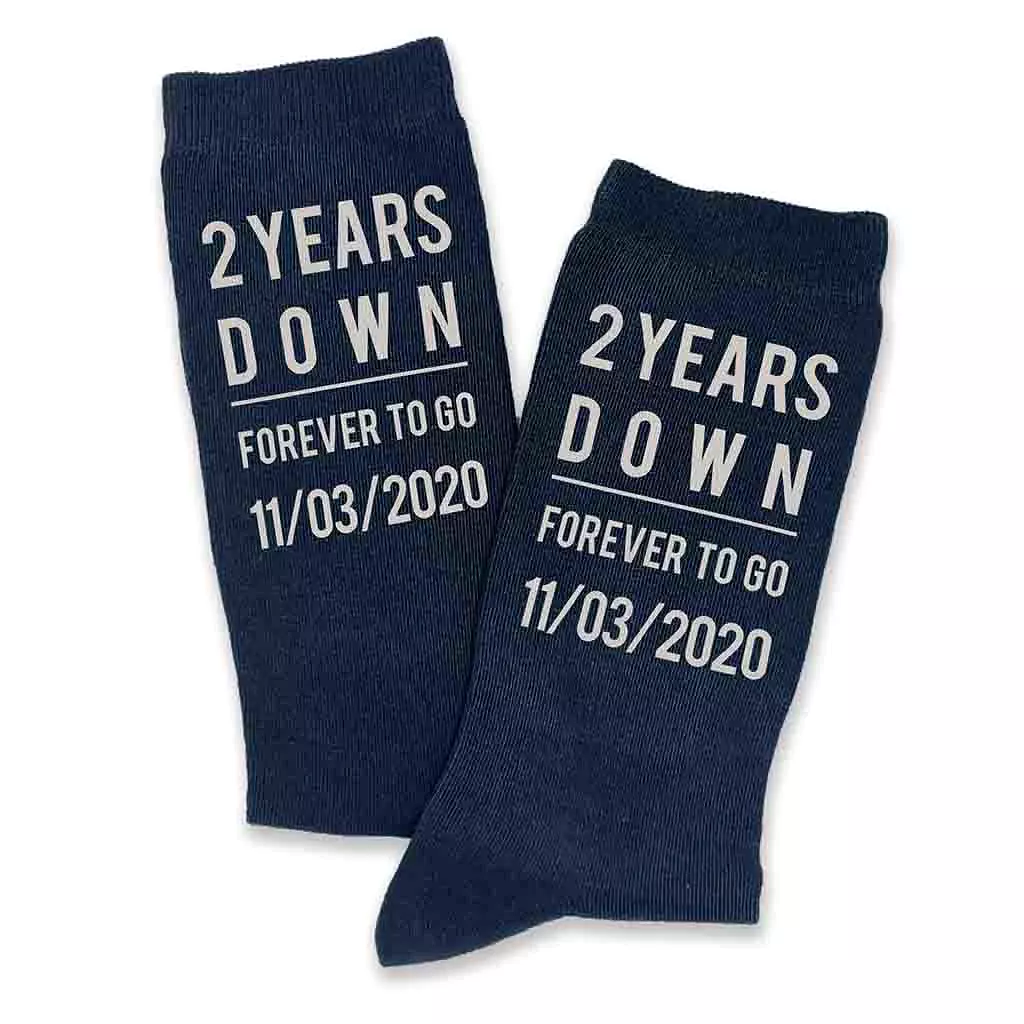 2nd Anniversary Personalized Dress Socks for Men