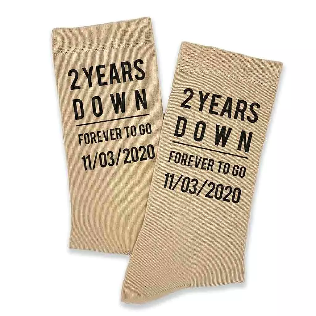 2nd Anniversary Personalized Dress Socks for Men