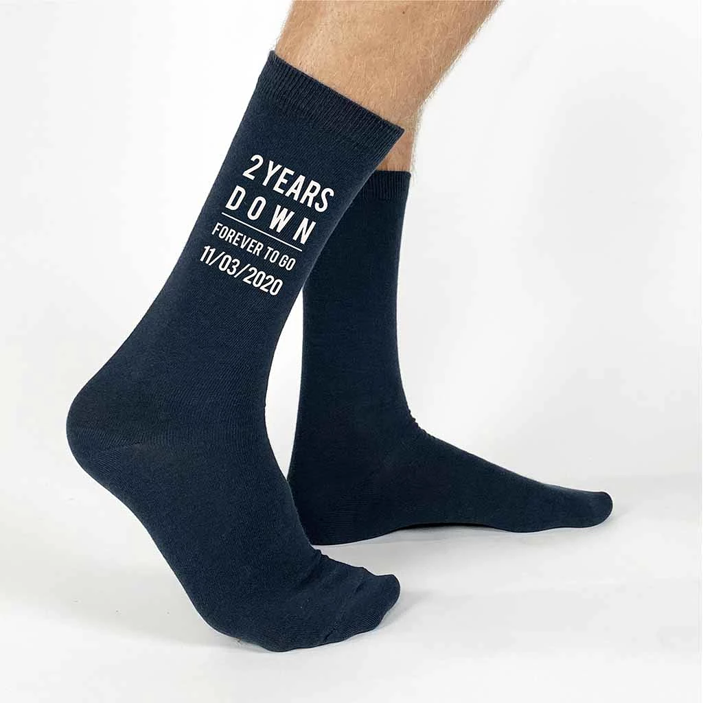 2nd Anniversary Personalized Dress Socks for Men