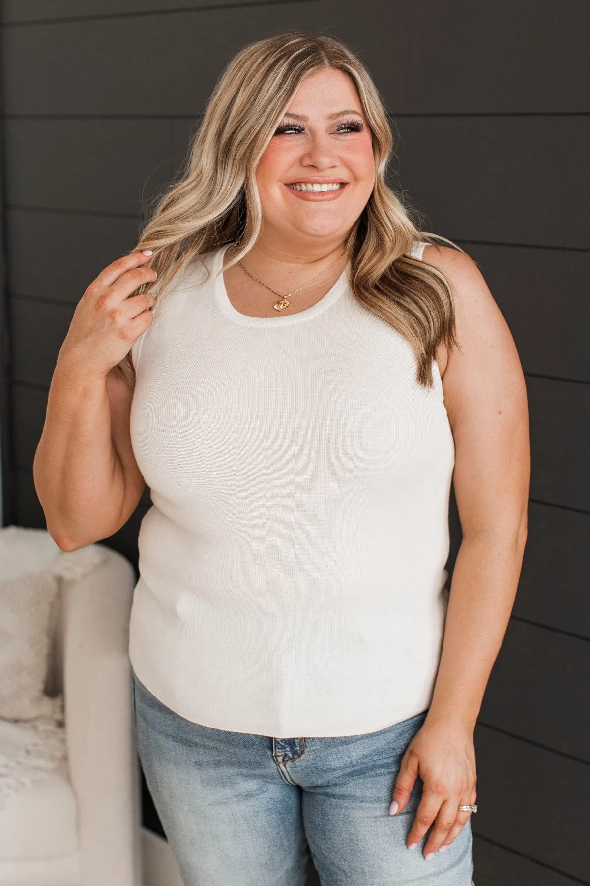 A Perfect Day Ribbed Knit Tank Top- Ivory