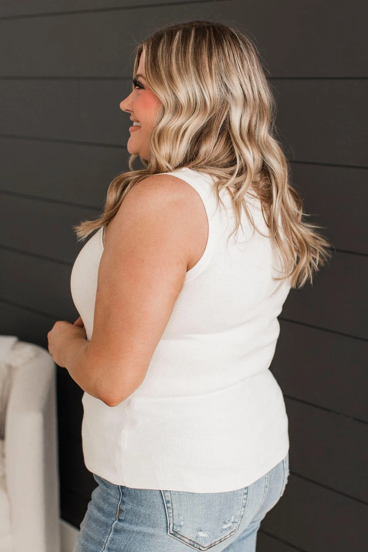 A Perfect Day Ribbed Knit Tank Top- Ivory