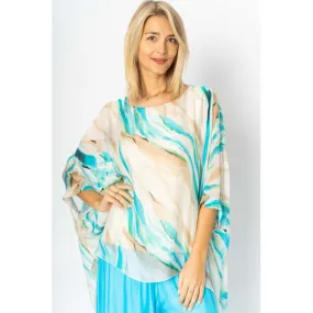 ABSTRACT PRINT SILK BLOUSE