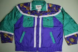 Active Frontier Sport Vintage 90's Grandma Bling Royal Crest Windbreaker Jacket