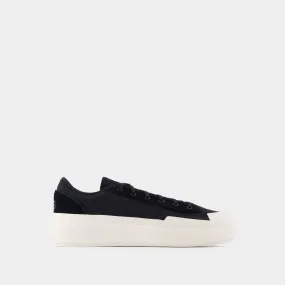 Ajatu Court Low Sneakers - Y-3 - Black/Off-White - Leather