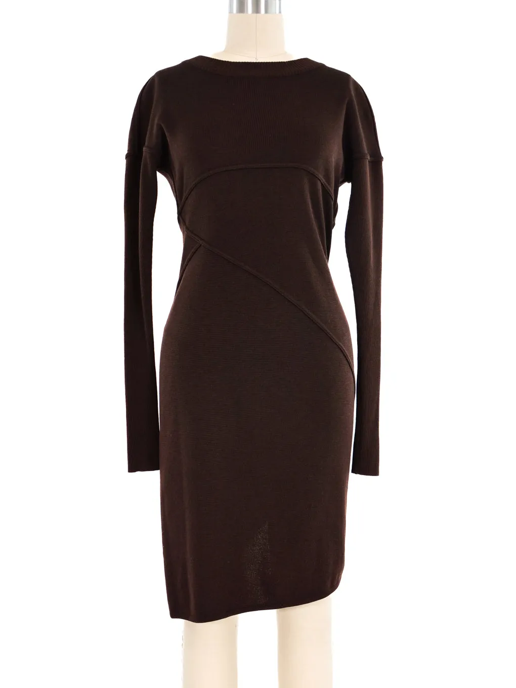 Alaia Seamed Knit Sweater Dress