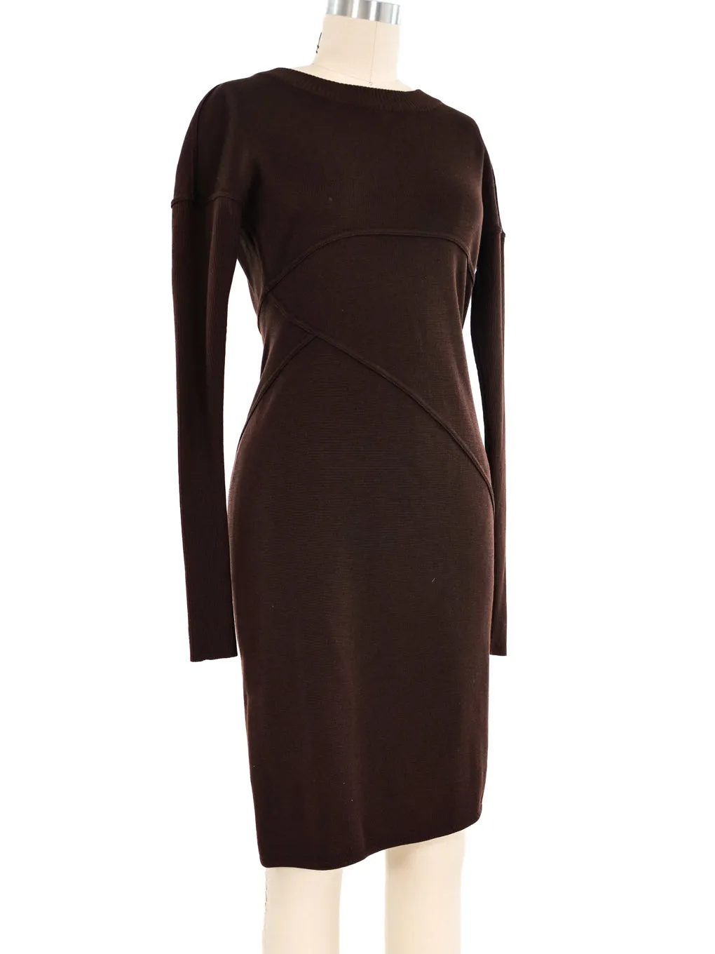 Alaia Seamed Knit Sweater Dress