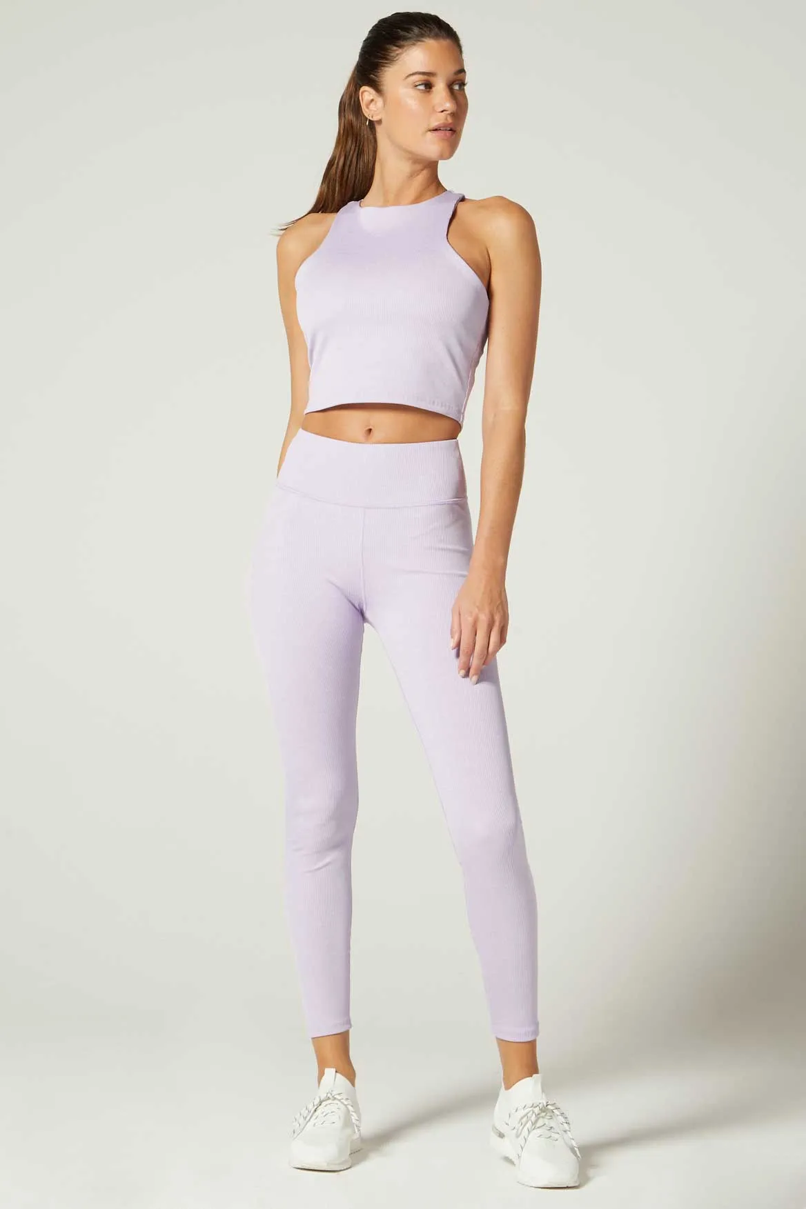 Alexa Cropped Tank Lilac Heather Rib