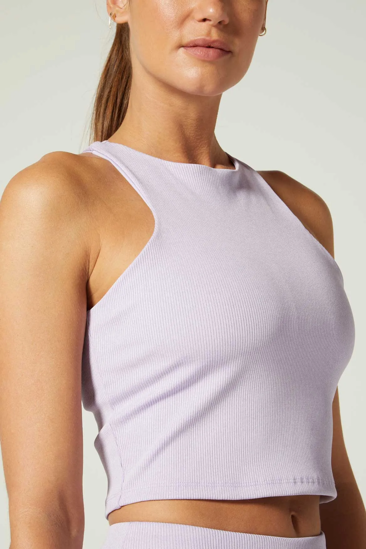 Alexa Cropped Tank Lilac Heather Rib