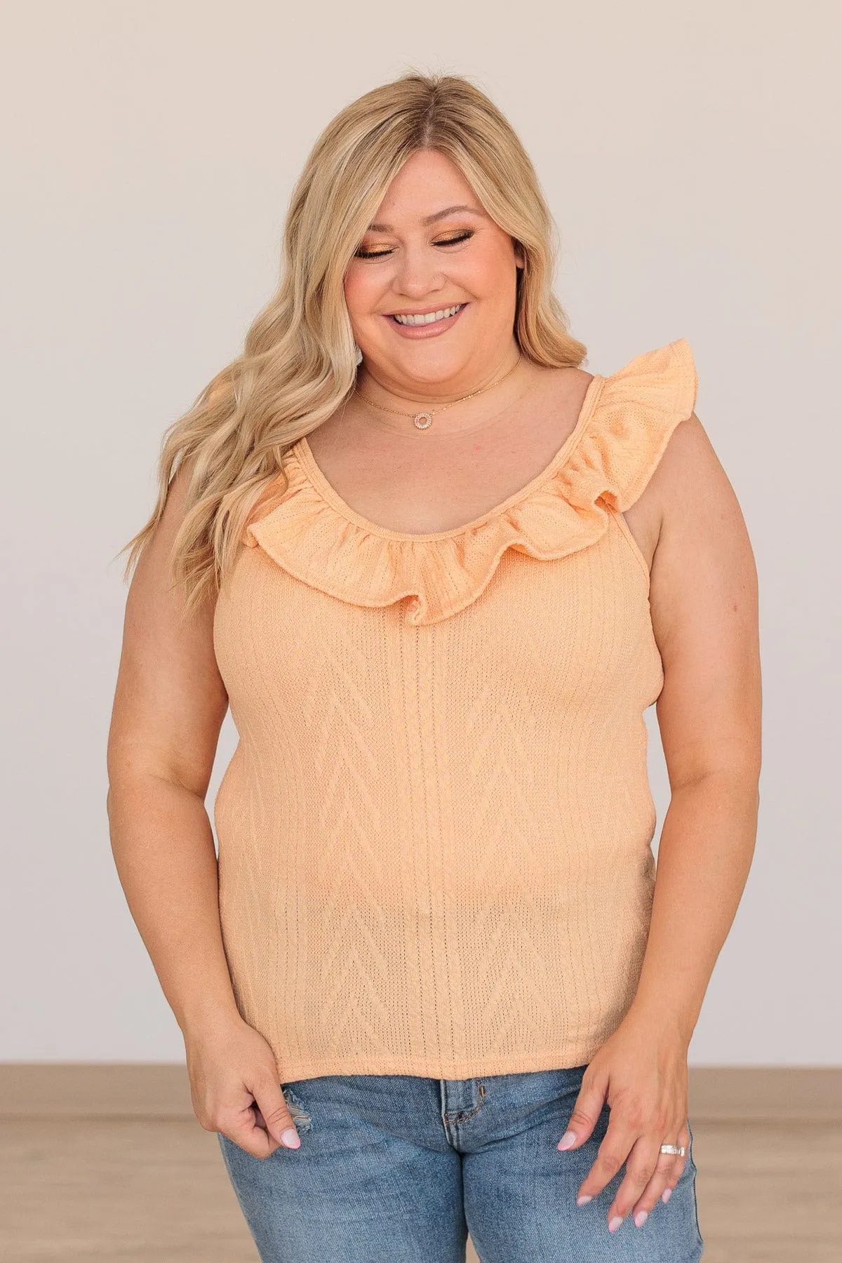 Always One Step Ahead Knit Tank- Cantaloupe