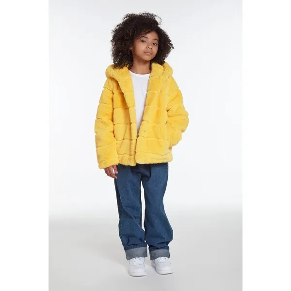 Apparis Goldie Kids Maize Faux Fur Coat