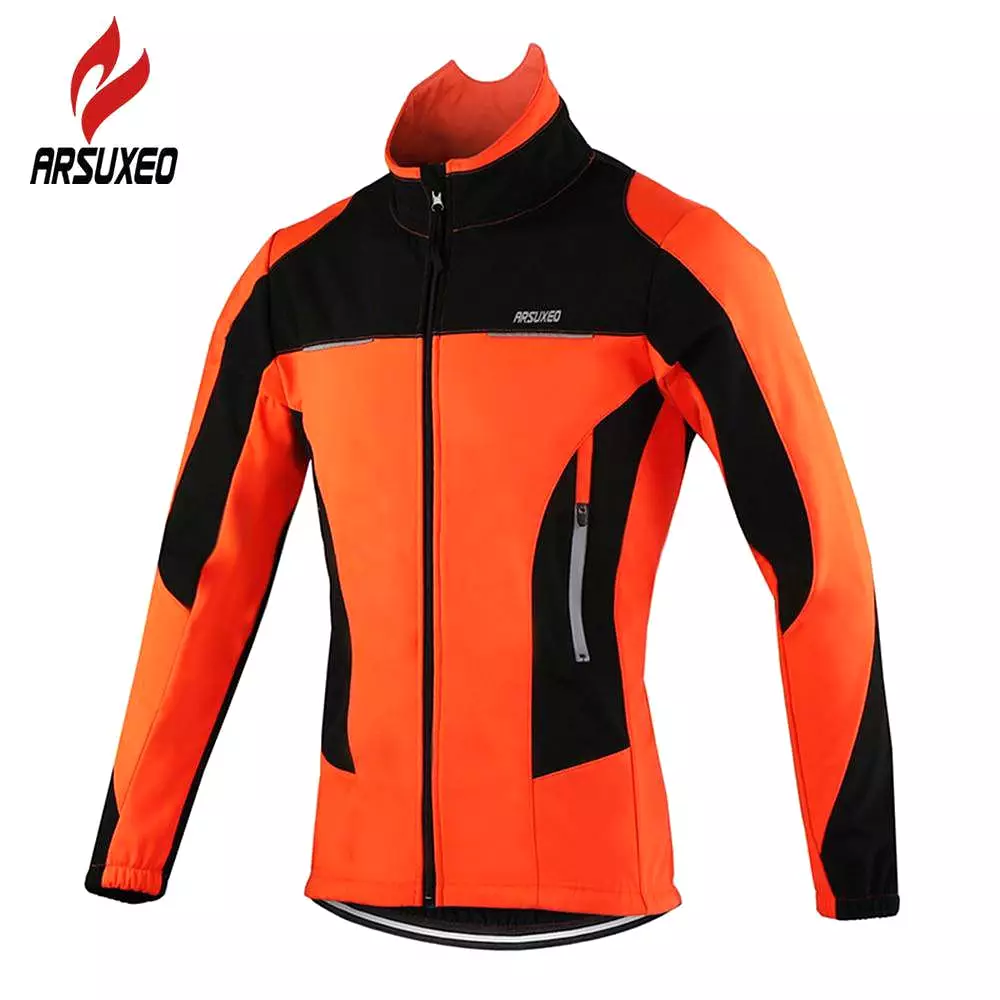 ARSUXEO Fleece Thermal Cycling Jacket Windproof Windbreaker