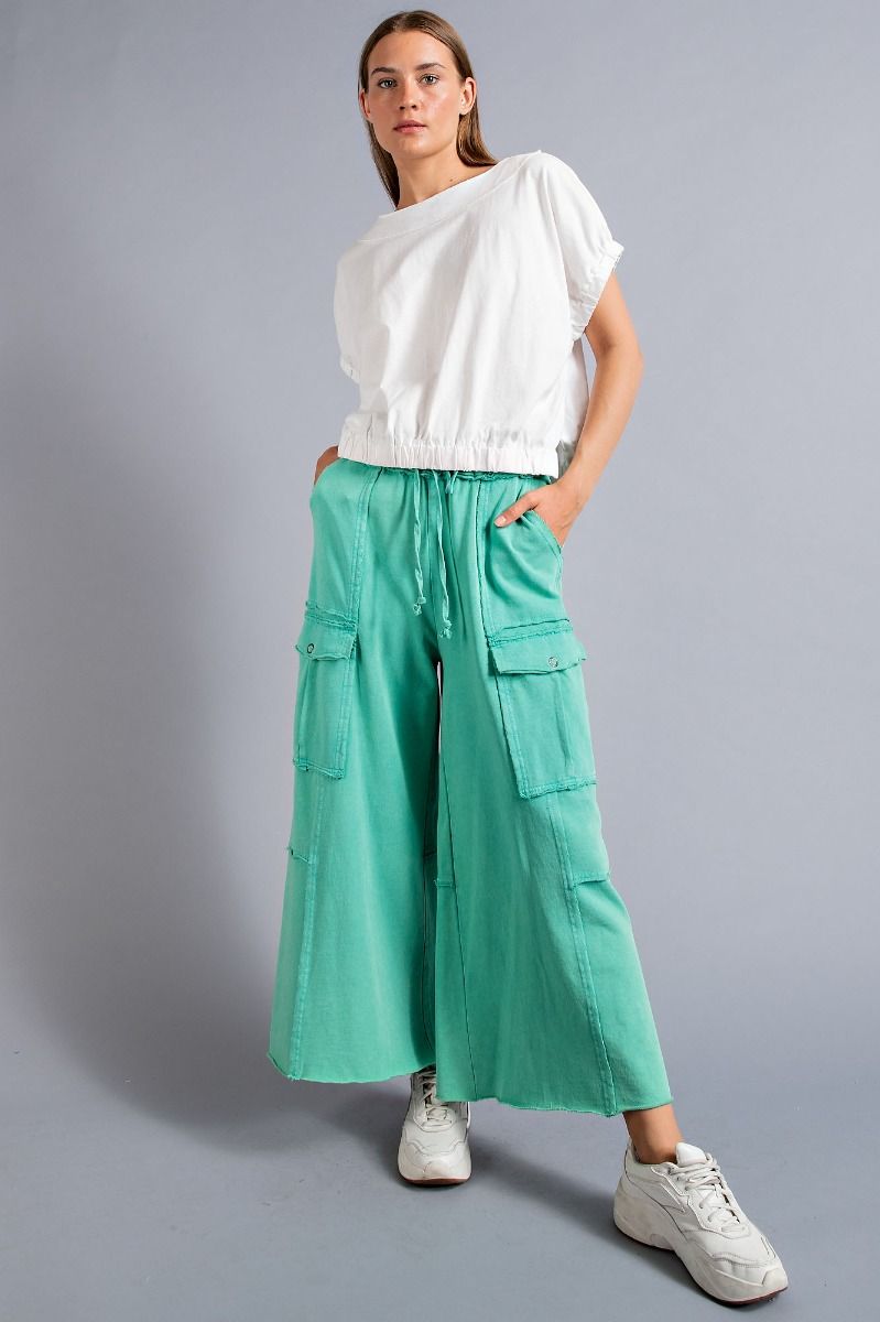 ATLANTIS GREEN WIDE LEG PANTS