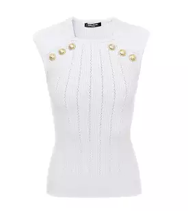 Balmain Knit Button Tank