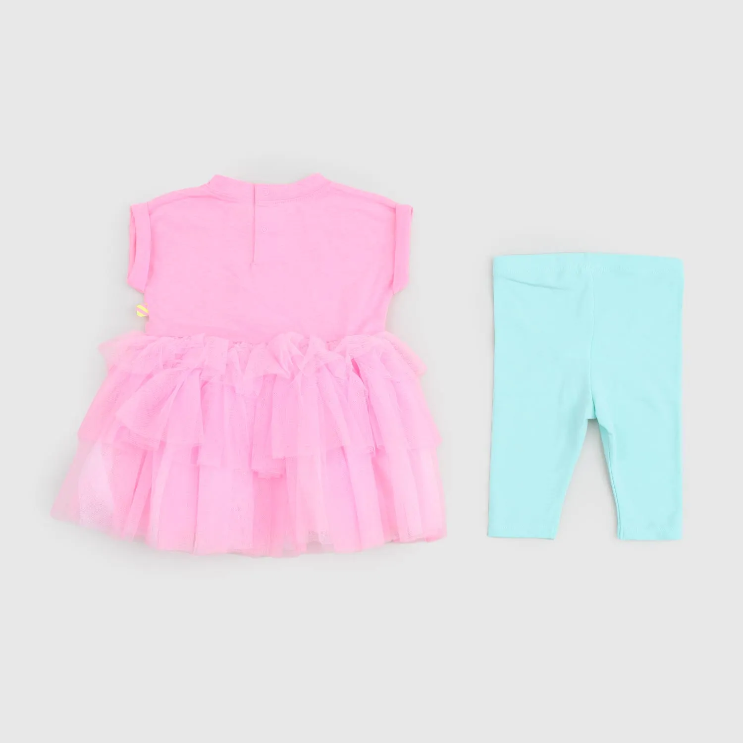 Billieblush Baby Girl Pink Dress And Green Shorts Set