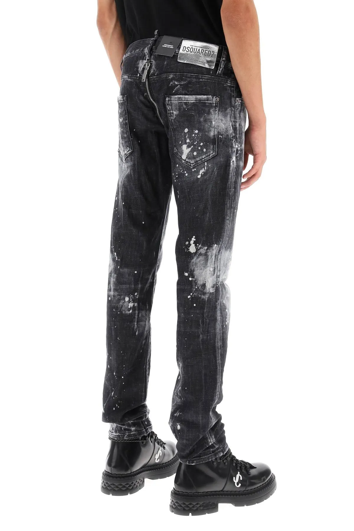 Black Bleached Wash Anniversary Super Low Waist Jeans