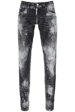 Black Bleached Wash Anniversary Super Low Waist Jeans