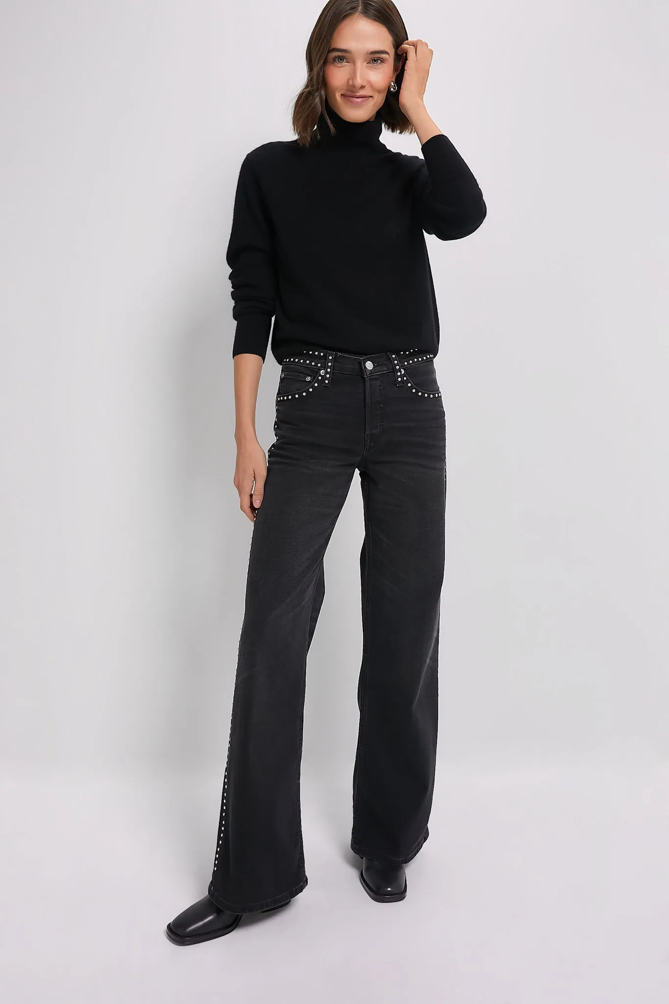 Black Cashmere Turtleneck Sweater