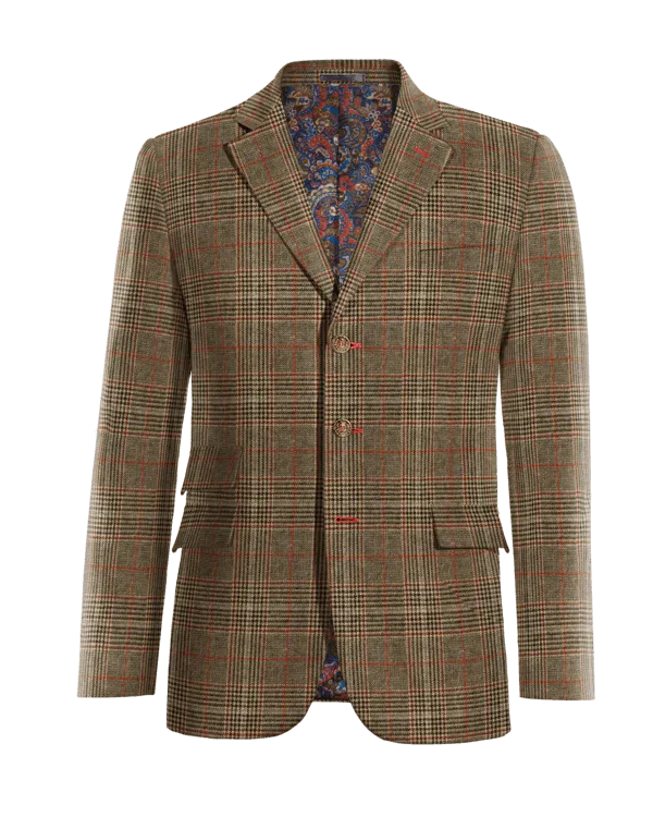  Blazer marrón de tweed príncipe de gales edición limitada de 3 botones