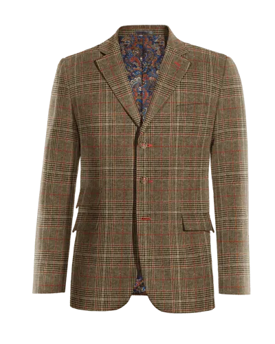  Blazer marrón de tweed príncipe de gales edición limitada de 3 botones