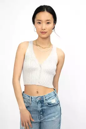 Blended Knit Cropped Tank in Ash