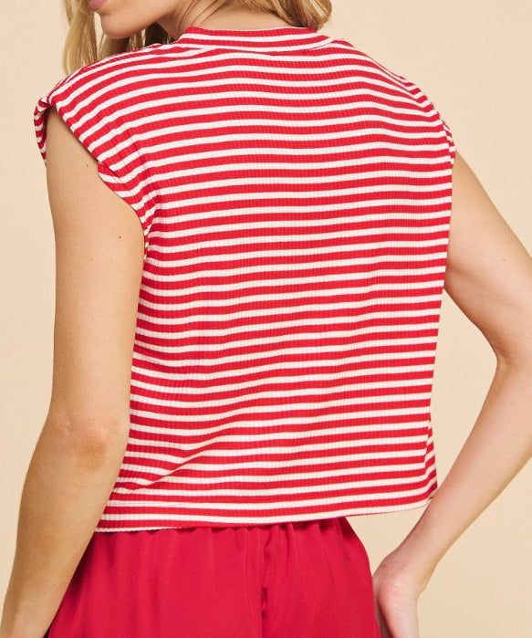 Blossom Stripe Top - Red/White