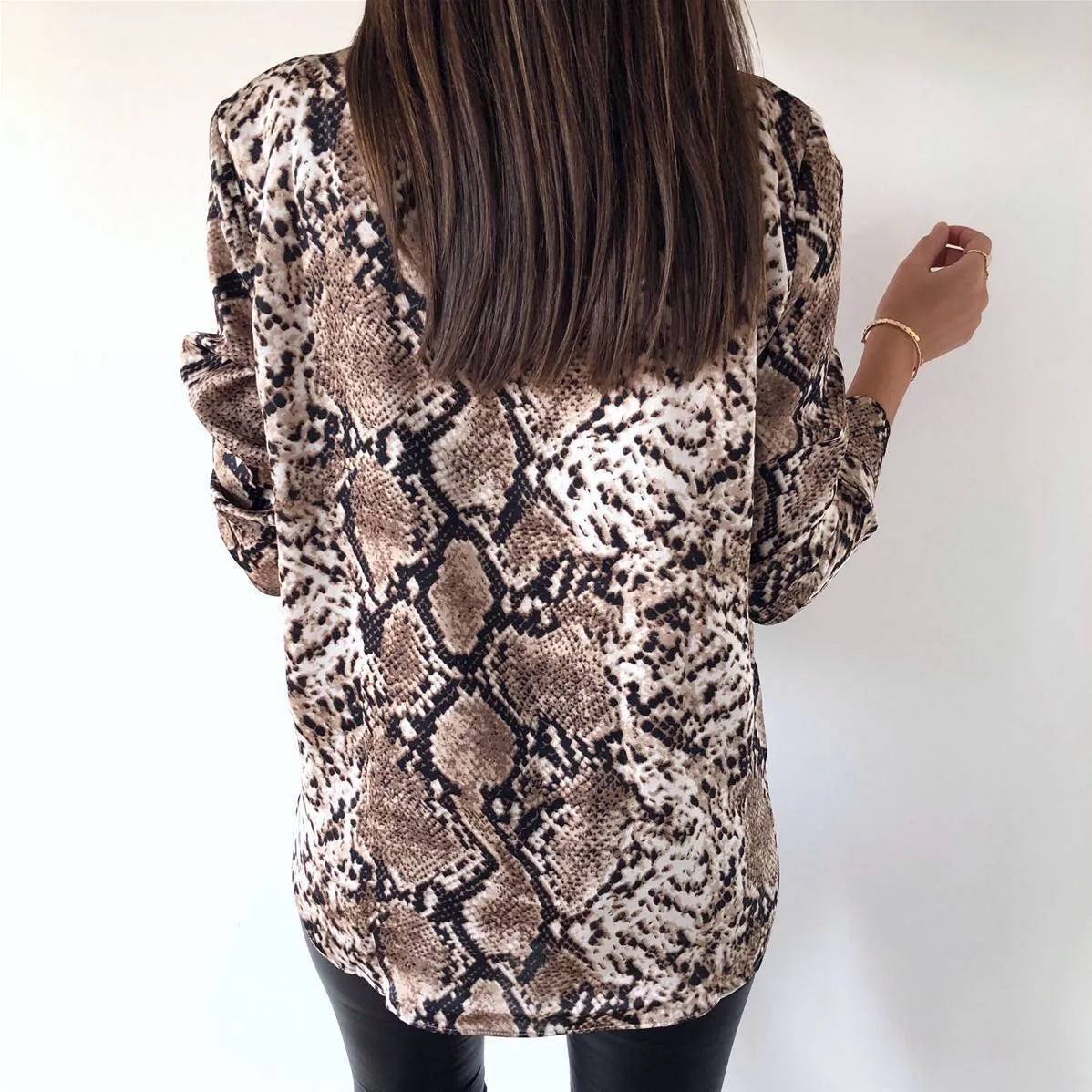 Blouse Top à Col en V avec Imprimé