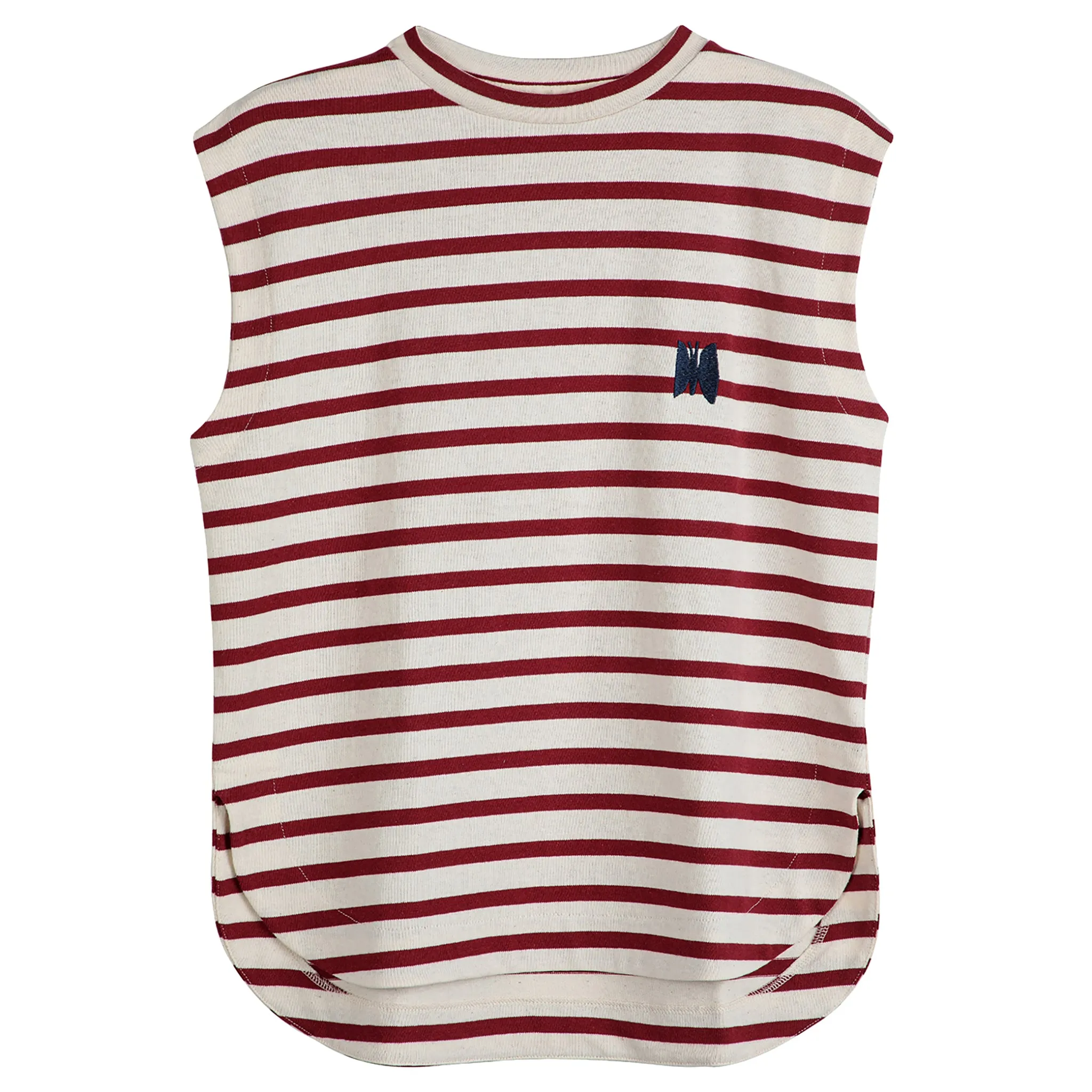 Bobo Choses Woman Tank Top Cream And Burgundy Stripes