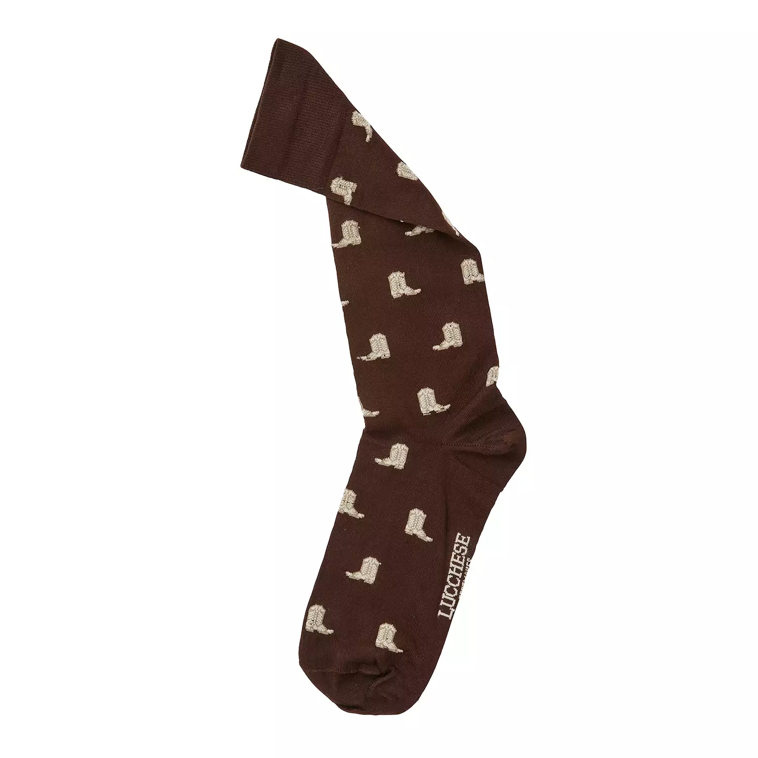 Boot Print Dress Socks :: Chocolate