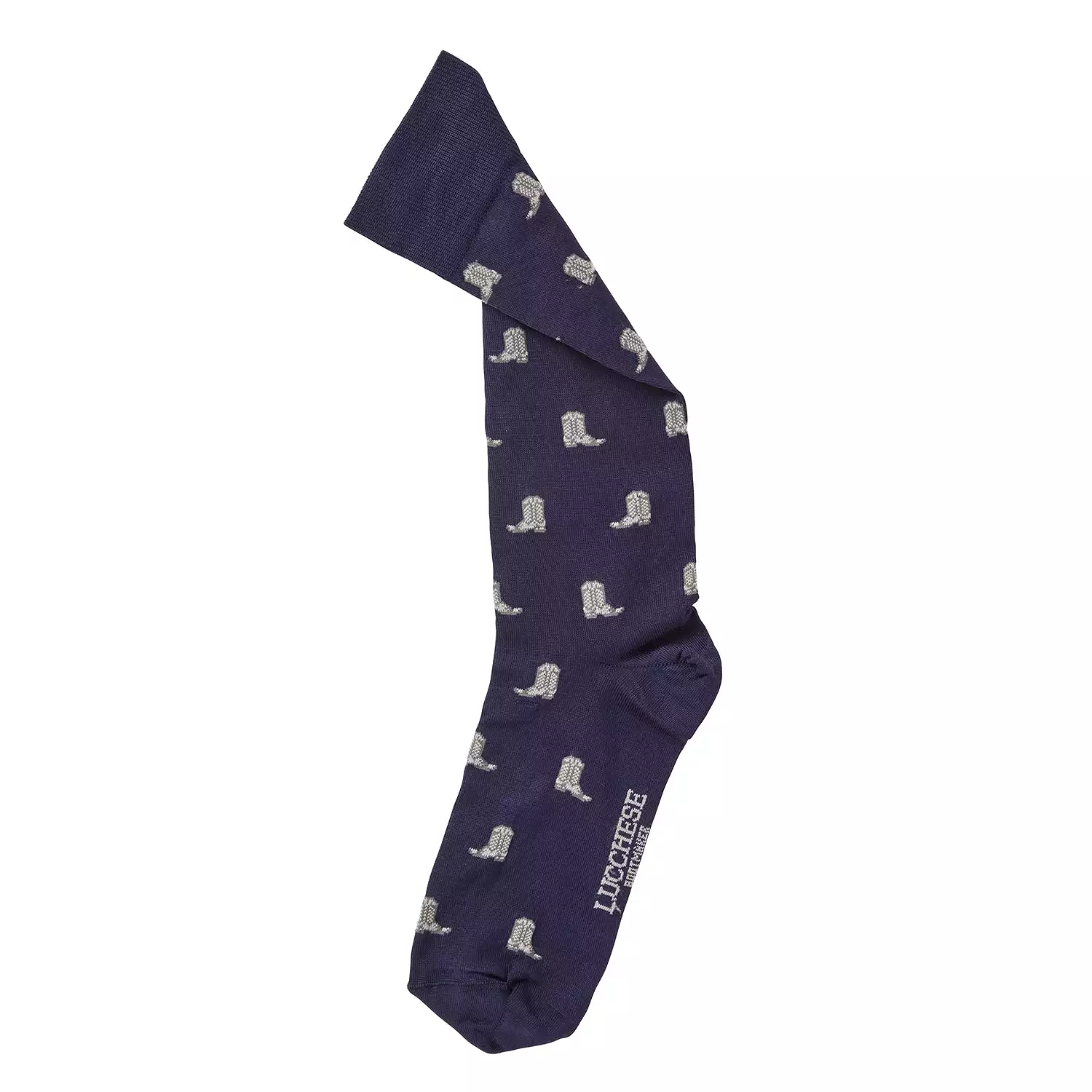 Boot Print Dress Socks :: Navy