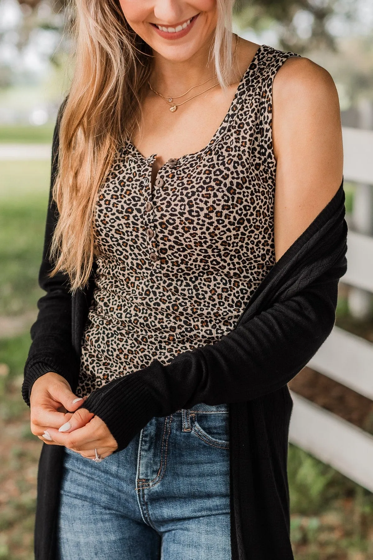 Bountiful Smiles Knit Tank Top- Leopard