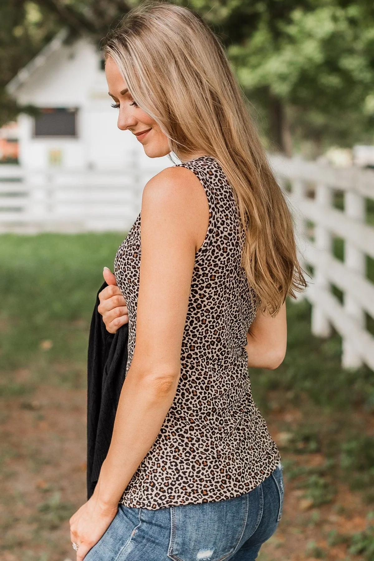 Bountiful Smiles Knit Tank Top- Leopard