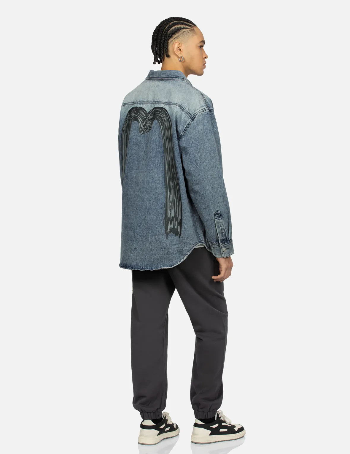 Brush Daicock Print Regular Fit Denim Shirt Jacket