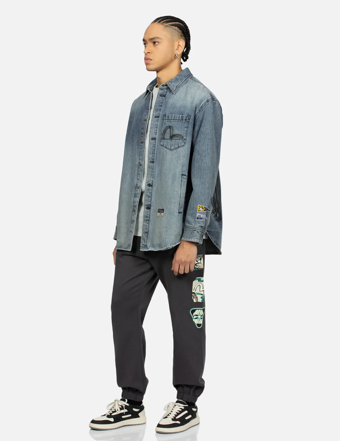 Brush Daicock Print Regular Fit Denim Shirt Jacket