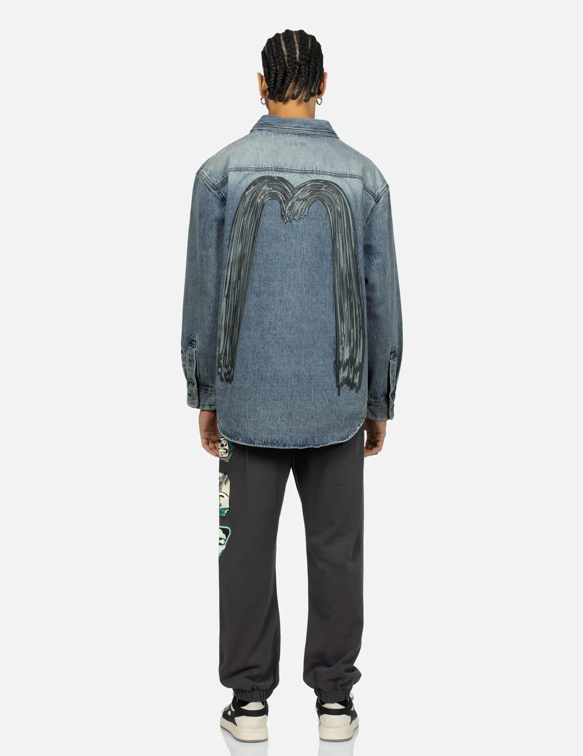 Brush Daicock Print Regular Fit Denim Shirt Jacket