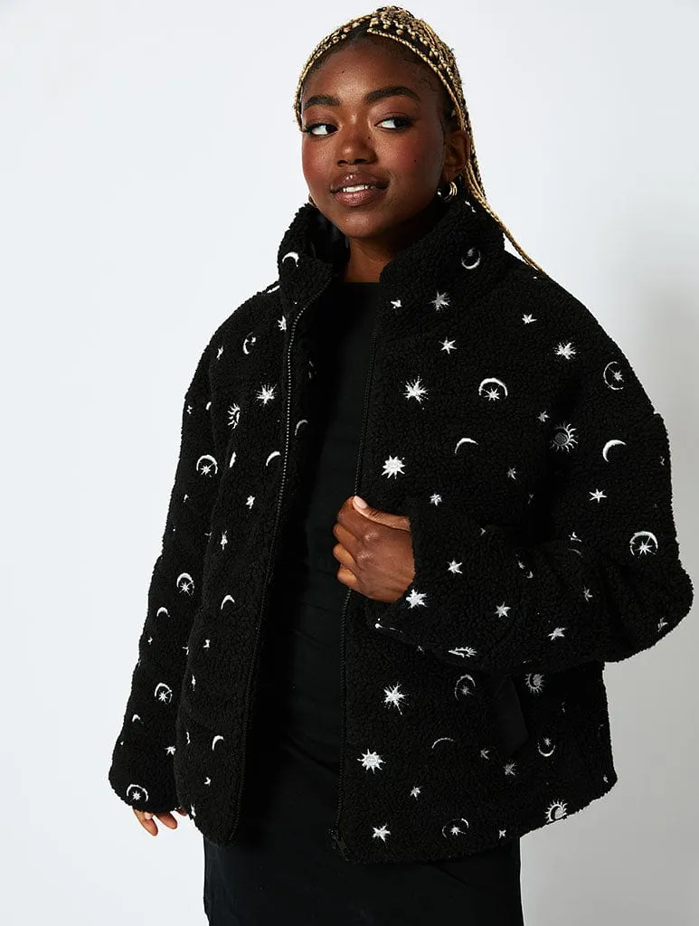 Celestial Borg Puffer Jacket in Black