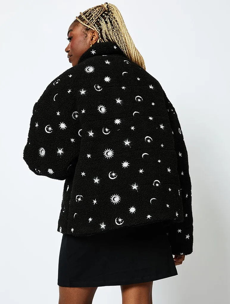 Celestial Borg Puffer Jacket in Black