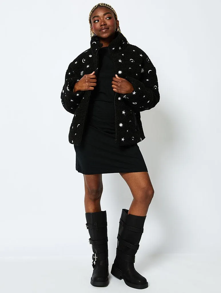 Celestial Borg Puffer Jacket in Black