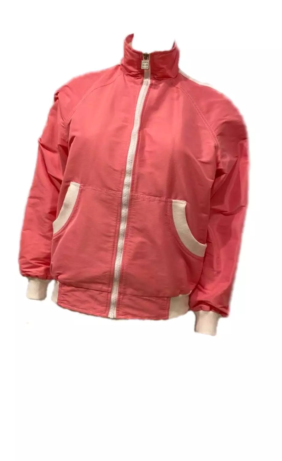 Chanel 08P, 2008 Spring Pink White Sport Bomber windbreaker Jacket FR 38 US 6