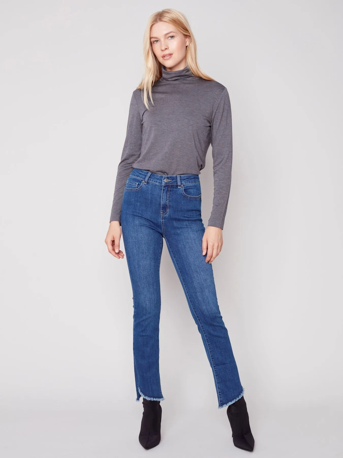 Charlie B Asymmetrical Hem Bootcut Leg Pant