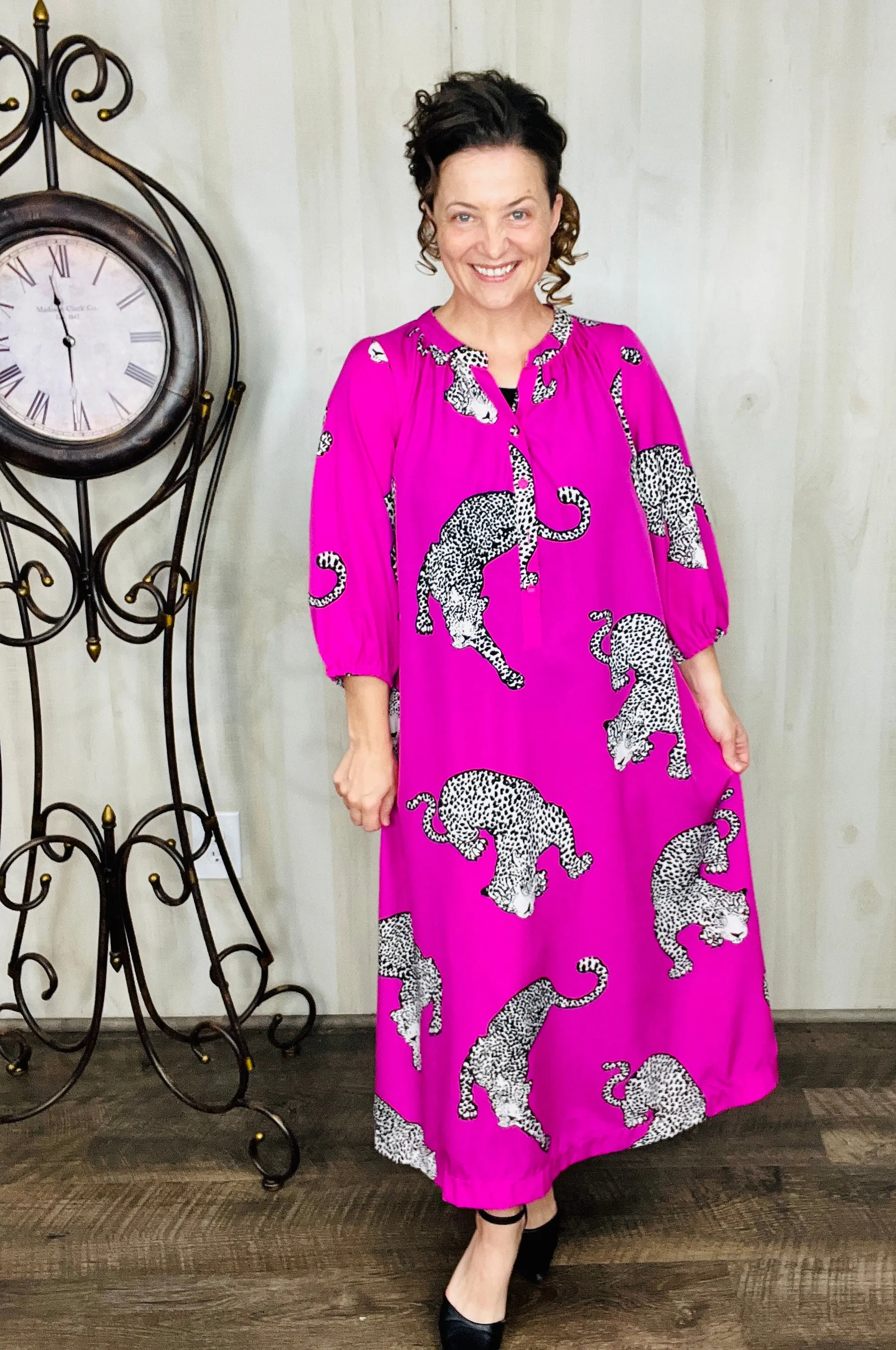 Cheetah & Pink Shirt Dress Style